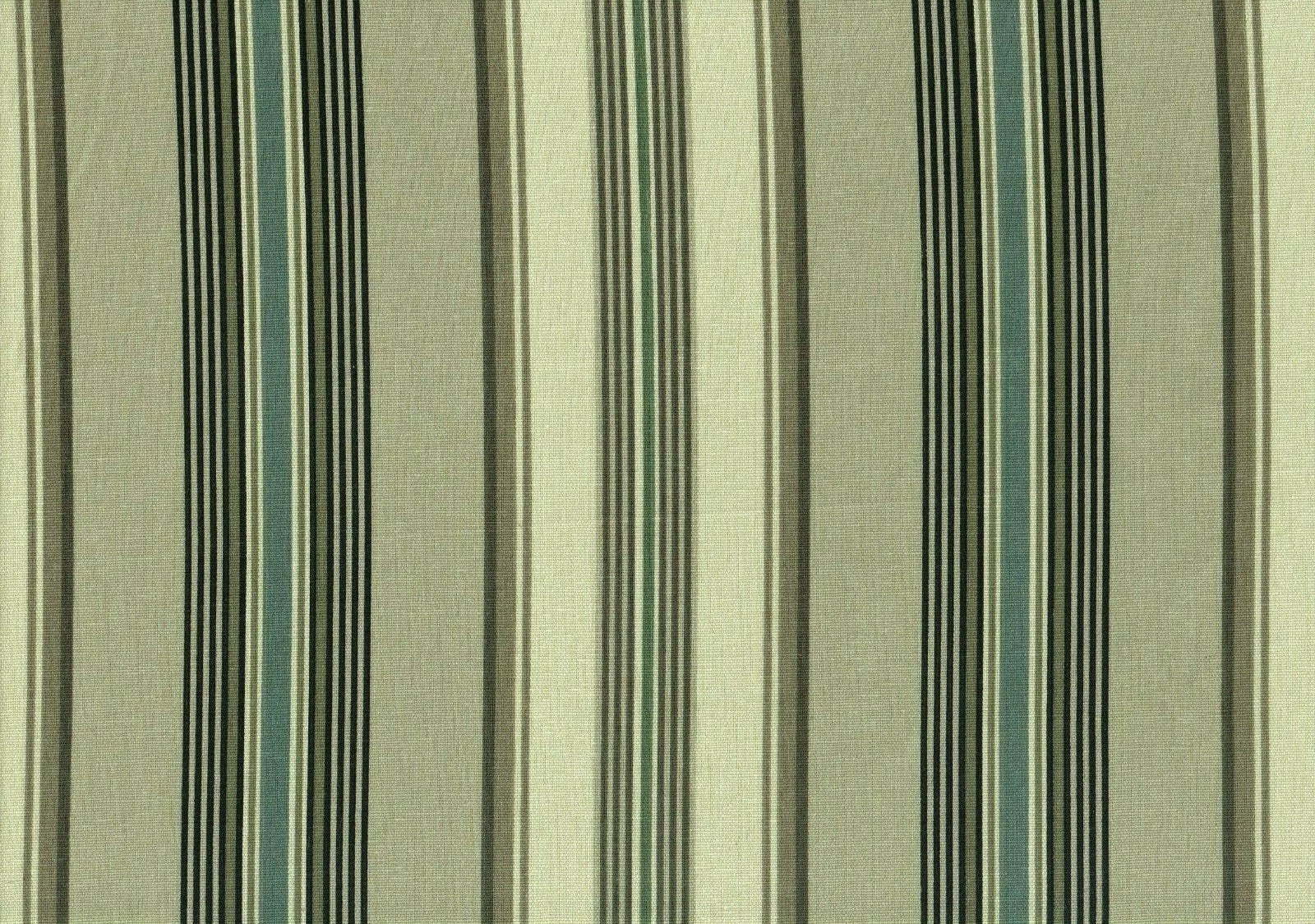 7 Yds Mill Creek Fabric  Khaki Tan  Blue  Cotton Stripe Drapery Upholstery