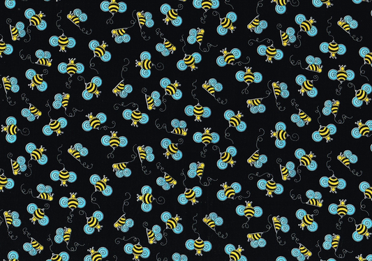 3 Yds Exclusively Quilters Fabric To Bee or Not to Bee Navy Cotton