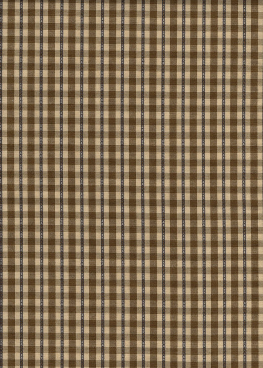 3.75  Yds Designer Fabric Brown Blue  Plaid  Drapery Upholstery
