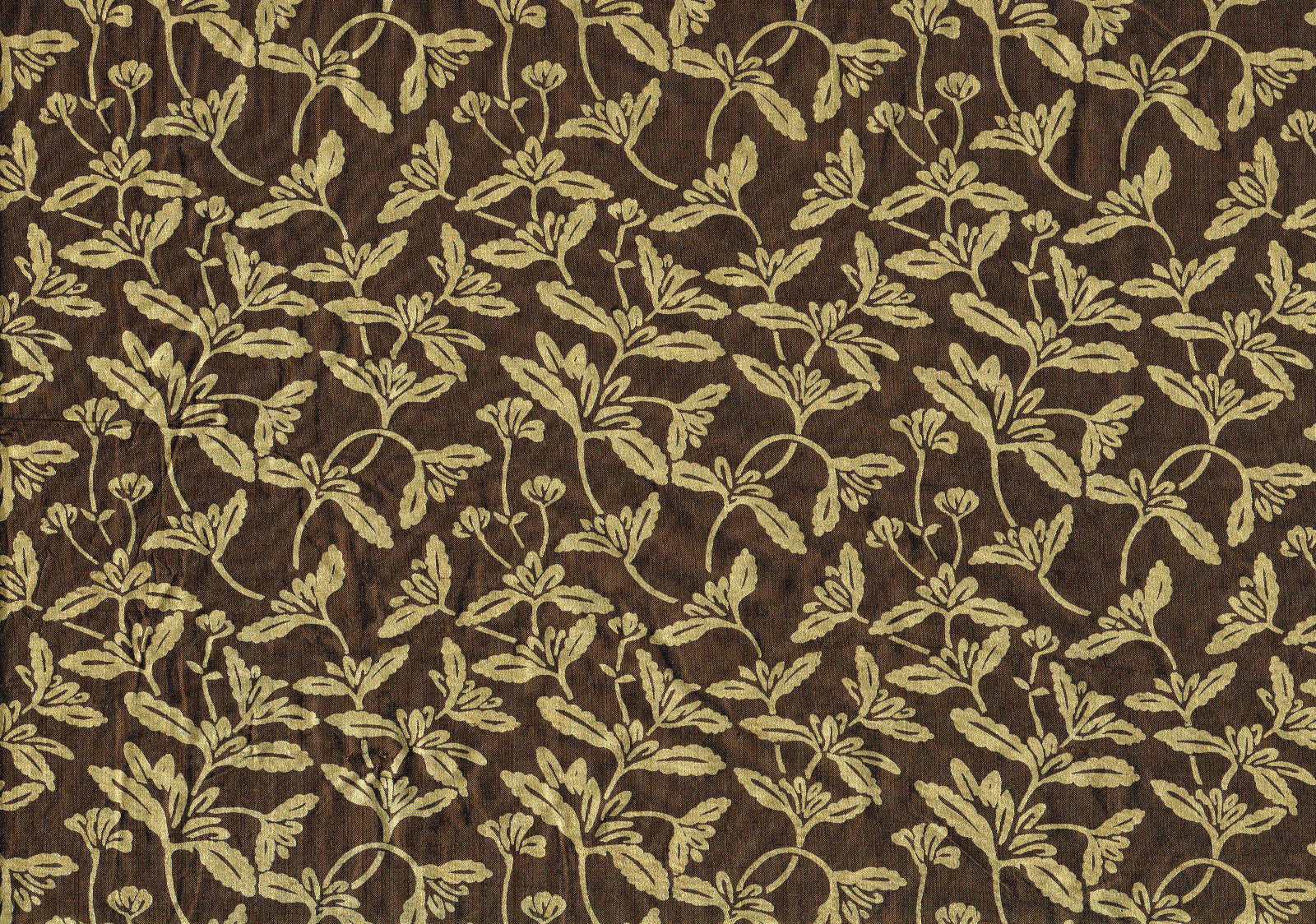  Avon Silk Fabric  100%  Silk Brown Gold  Drapery Upholstery Pos 1431 1