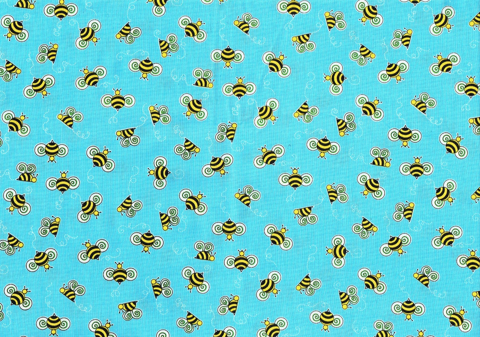 3 Yds Exclusively Quilters Fabric To Bee or Not to Bee Blue Yellow Black Cotton