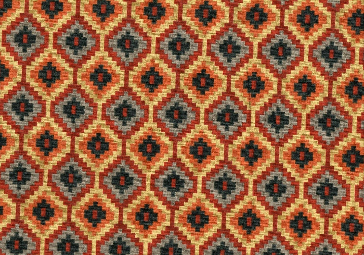  6 Yds   Waverly Fabric Inspiration Orange Black Gray Cotton Drapery Upholstery 