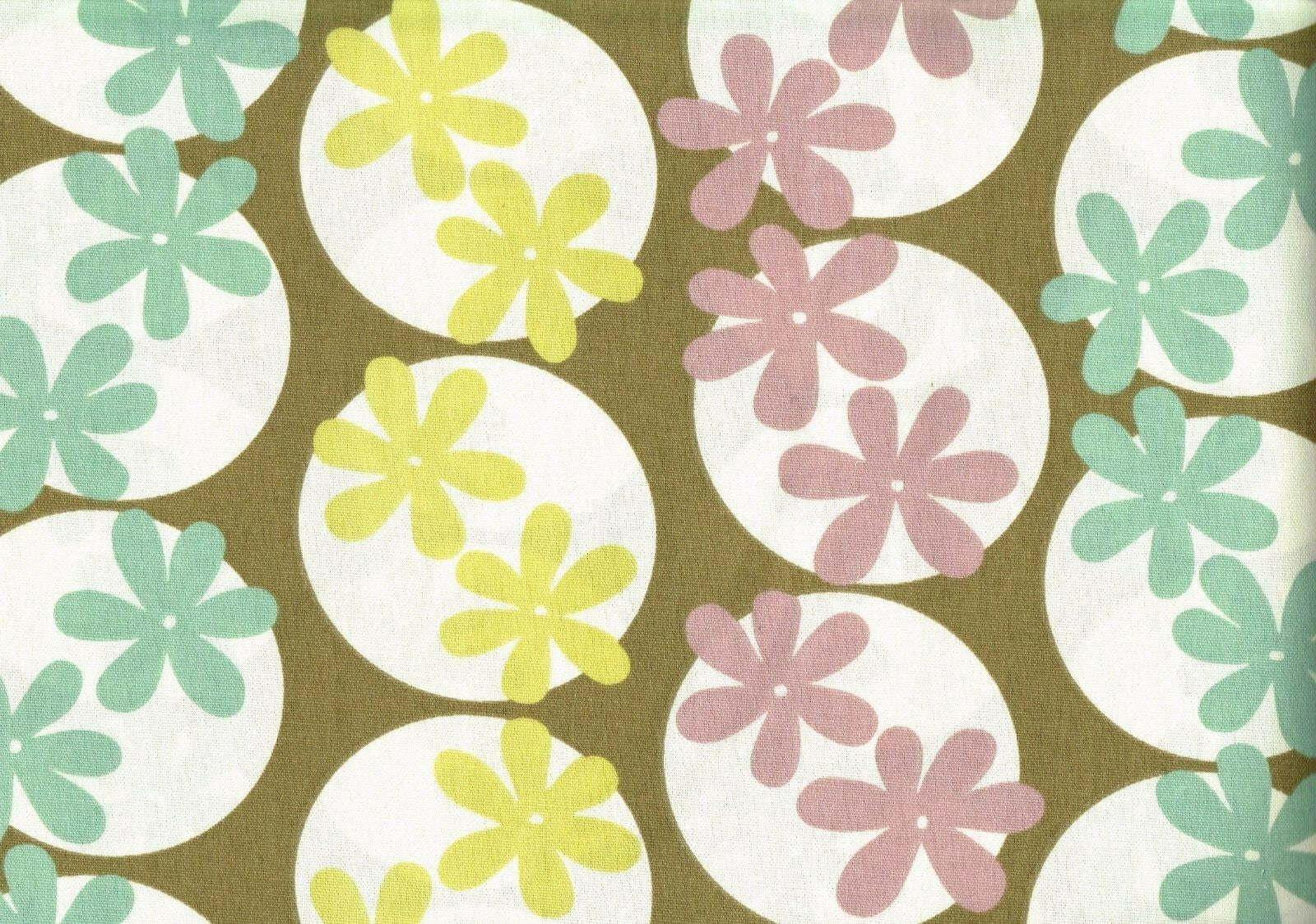 6 Yds PKaufmann Fabric Lavender Aqua Gold Brown Cotton Print Drapery Upholstery 