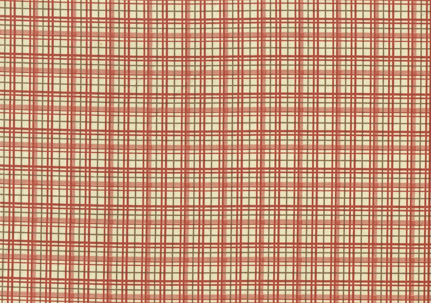 Richloom Fabric Beige  Red Coral Green Cotton Plaid    Drapery Upholstery 