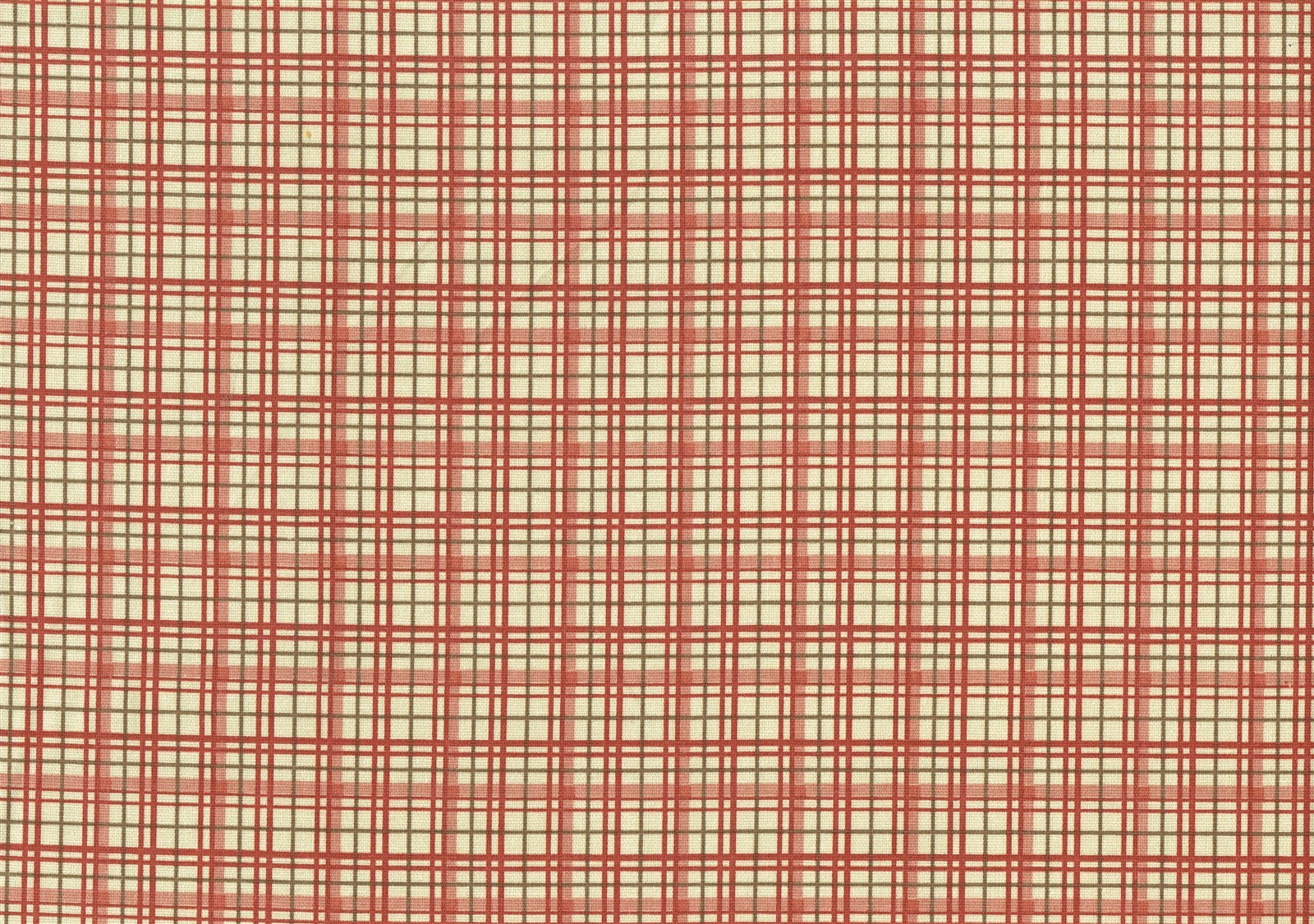 Richloom Fabric Beige  Red Coral Green Cotton Plaid    Drapery Upholstery 