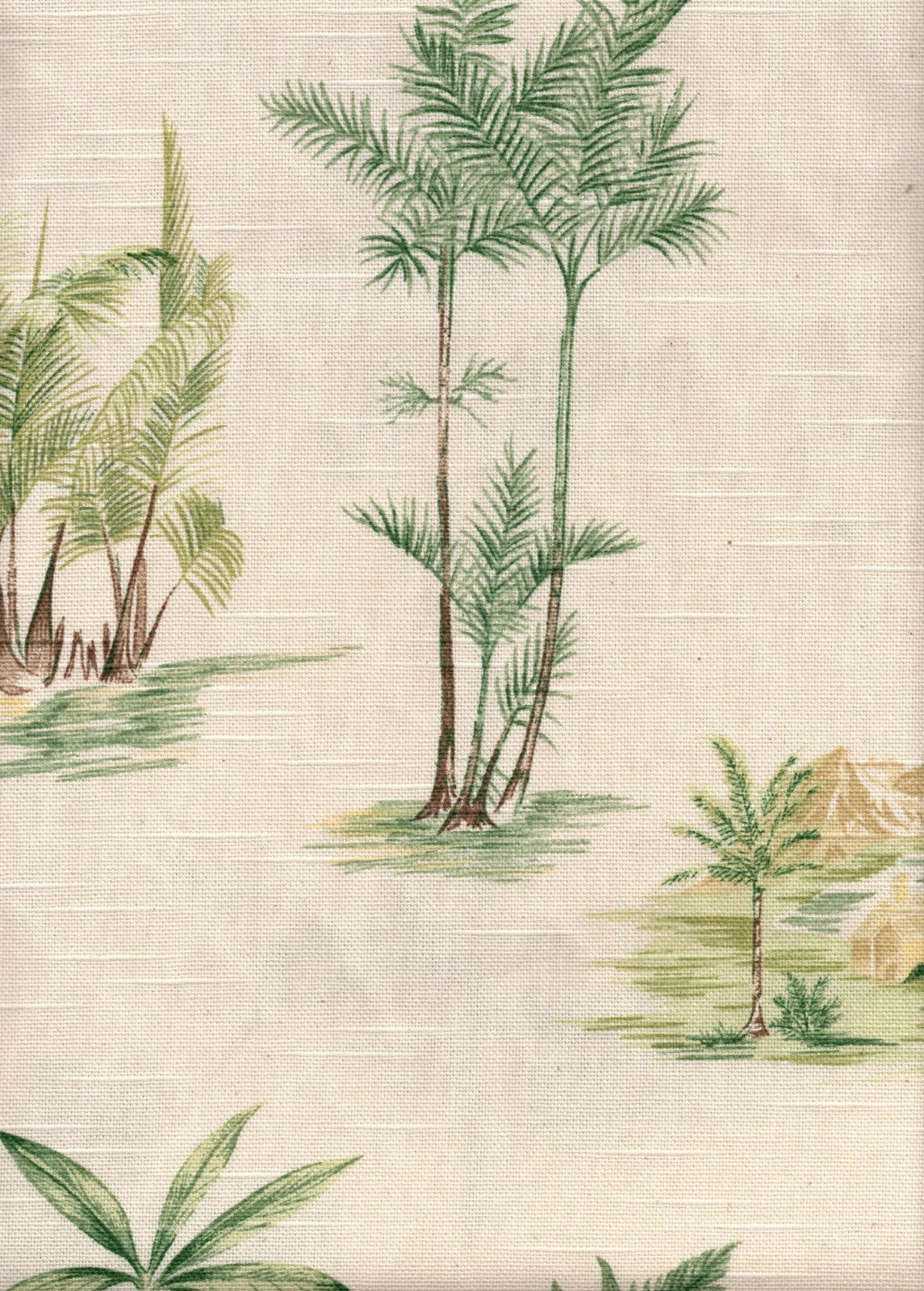 3.5 Yds Waverly Fabric Malaya Palm Trees  Cotton  Drapery Upholstery