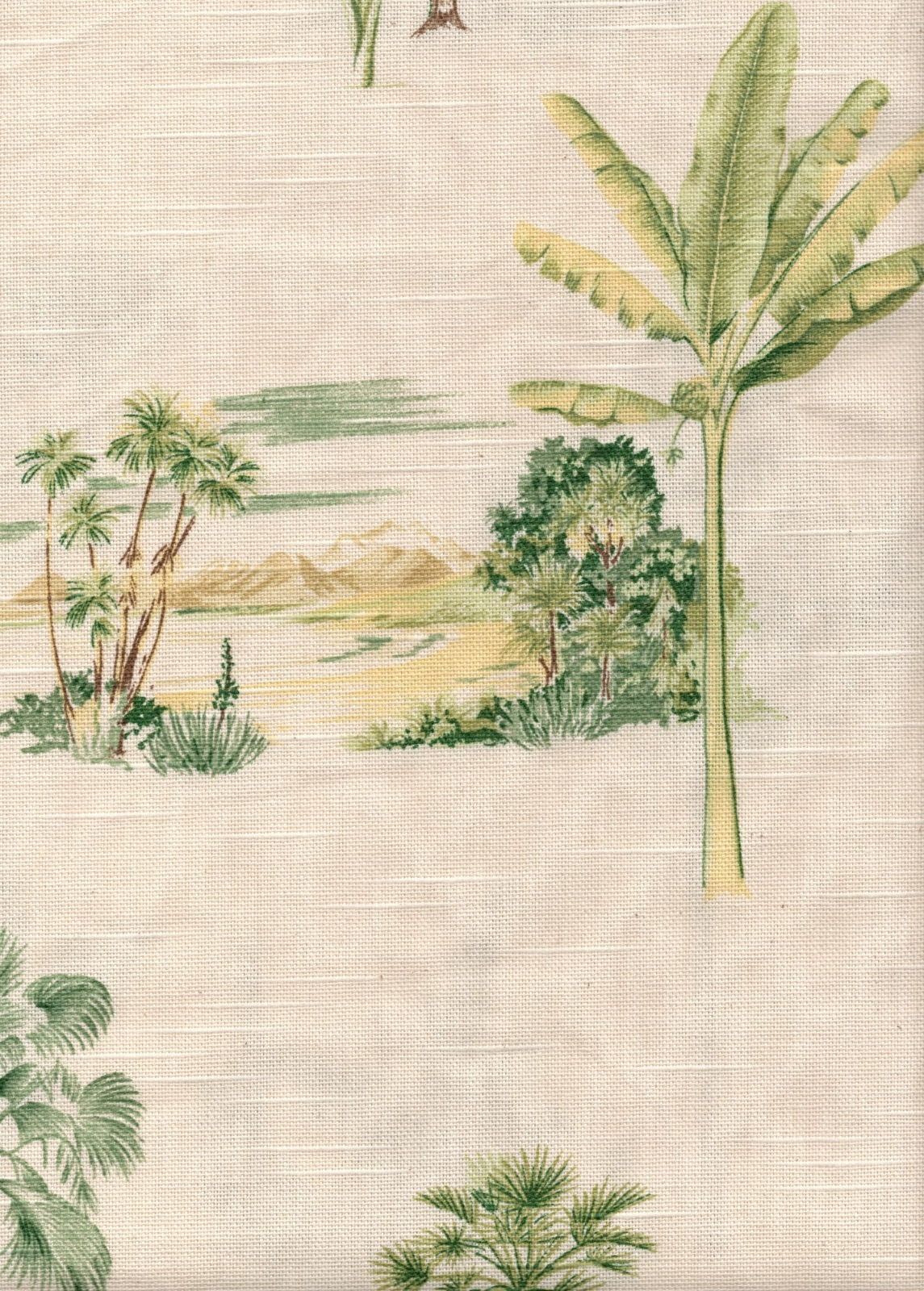 3.5 Yds Waverly Fabric Malaya Palm Trees  Cotton  Drapery Upholstery