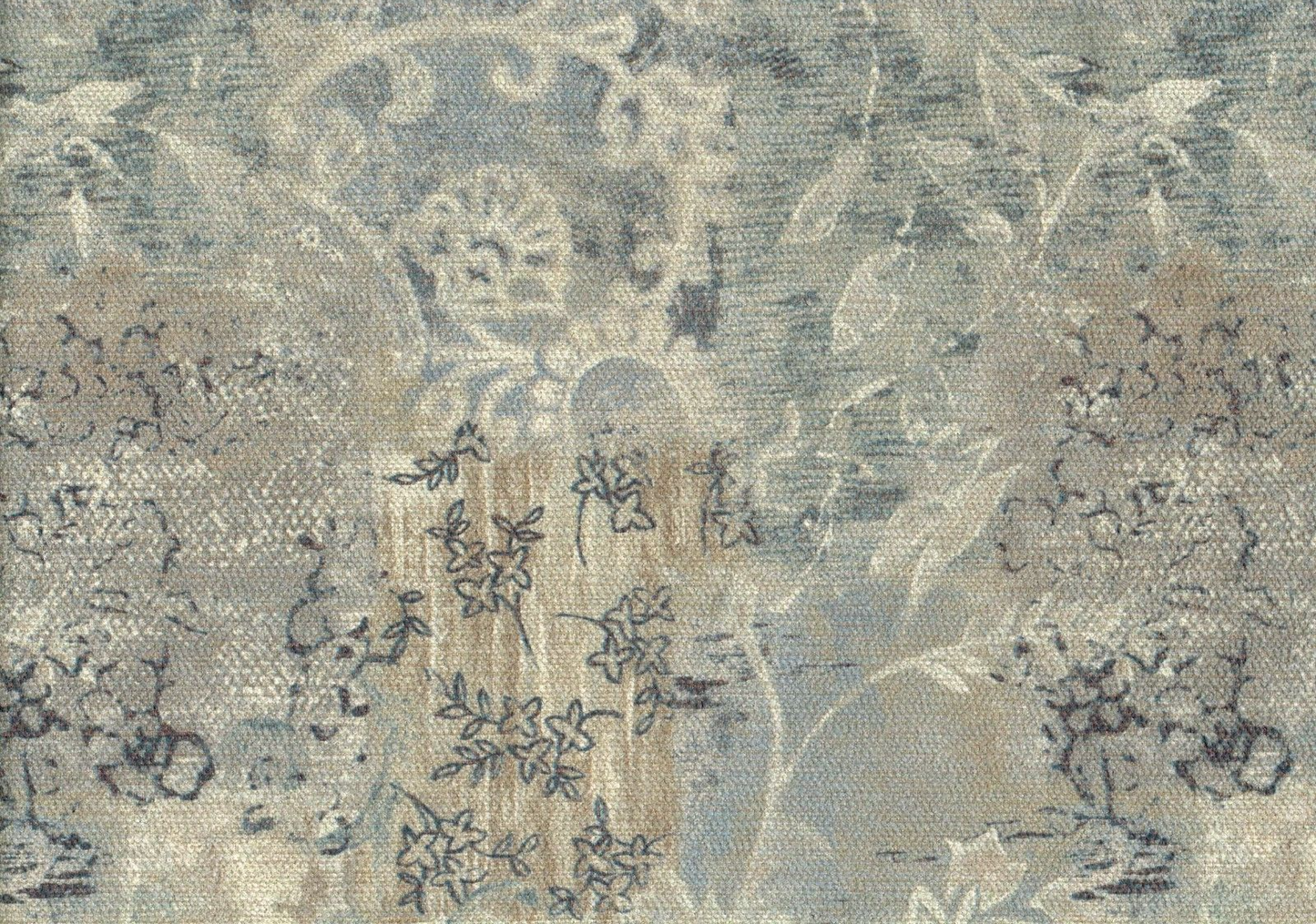 David Rothchild Fabric Porcelain Sage  Aqua Gray Gold Drapery Upholstery