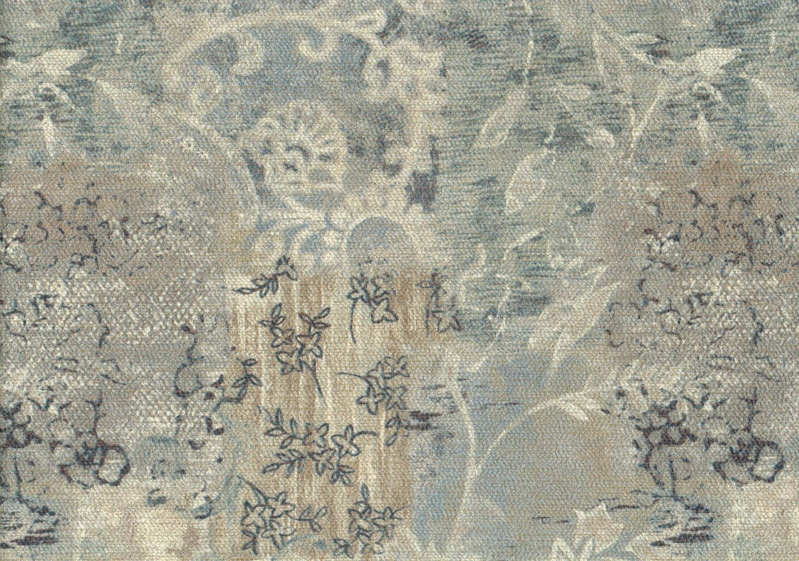 David Rothchild Fabric Porcelain Sage  Aqua Gray Gold Drapery Upholstery