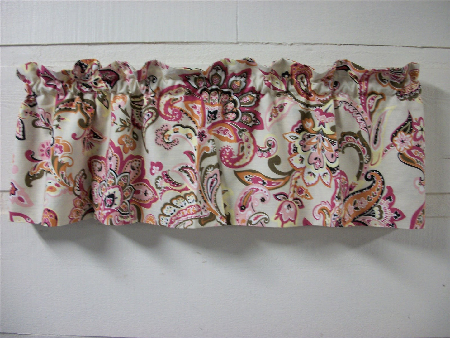 Braemore Fabric Topper Ecru Hot Pink Brown Cinnamon Black  Lined  Valance 