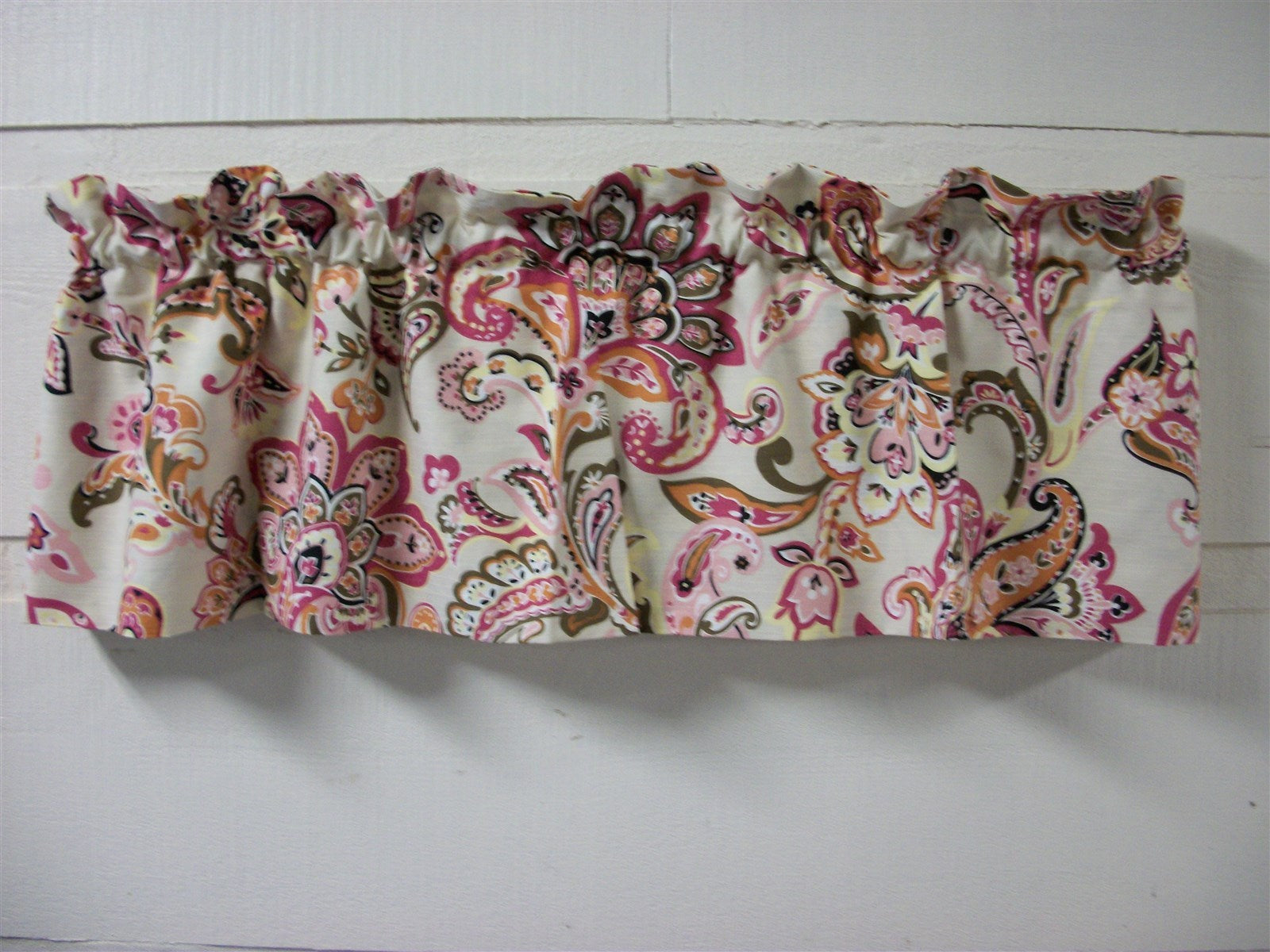 Braemore Fabric Topper Ecru Hot Pink Brown Cinnamon Black  Lined  Valance 