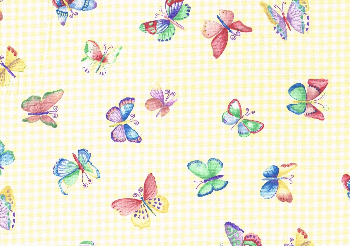 5 Yds Waverly Fabric Flutter Yellow Check  Cotton  Drapery Upholstery