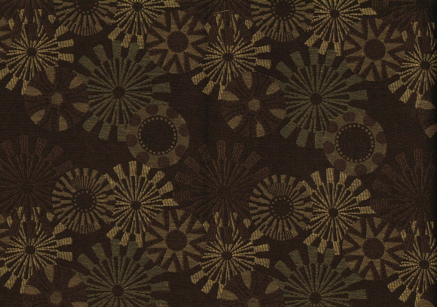 Designer Fabric Brown Gold Geometric  Drapery Upholstery 
