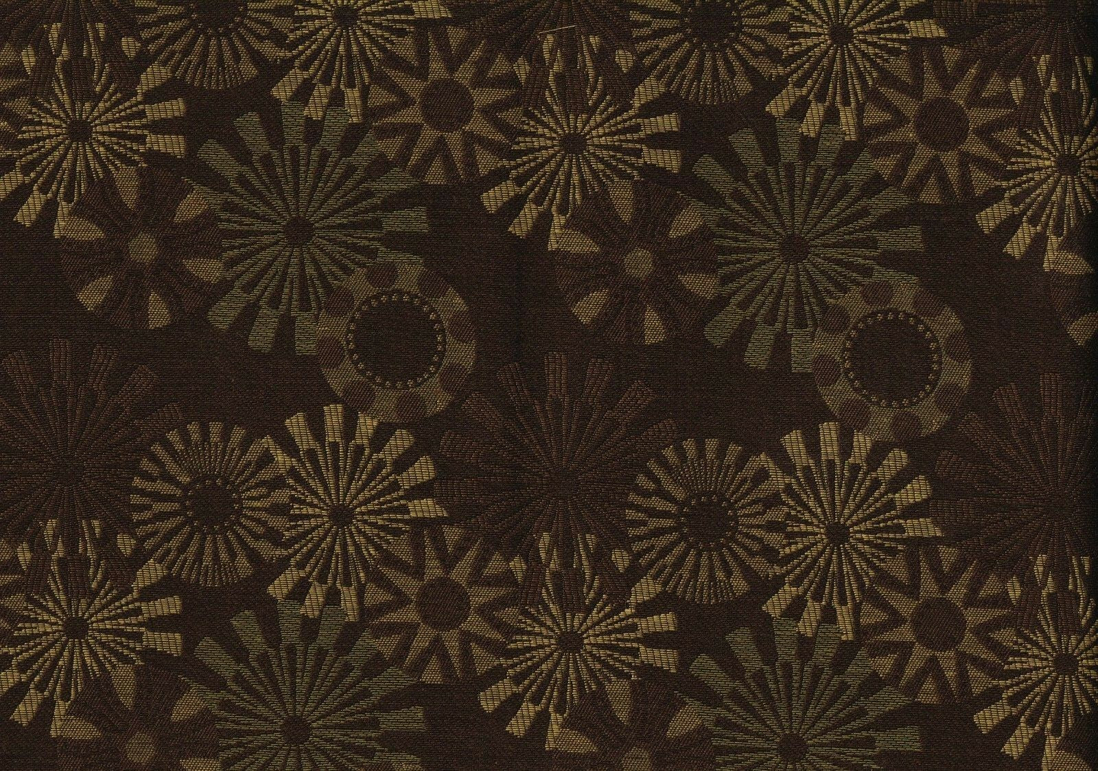 Designer Fabric Brown Gold Geometric  Drapery Upholstery 