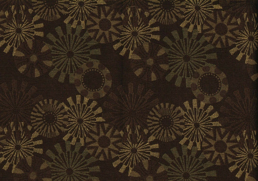 Designer Fabric Brown Gold Geometric  Drapery Upholstery 