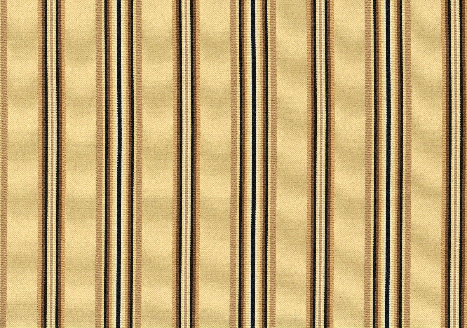 Designer Fabric Khaki Black Gold Stripe  Drapery Upholstery