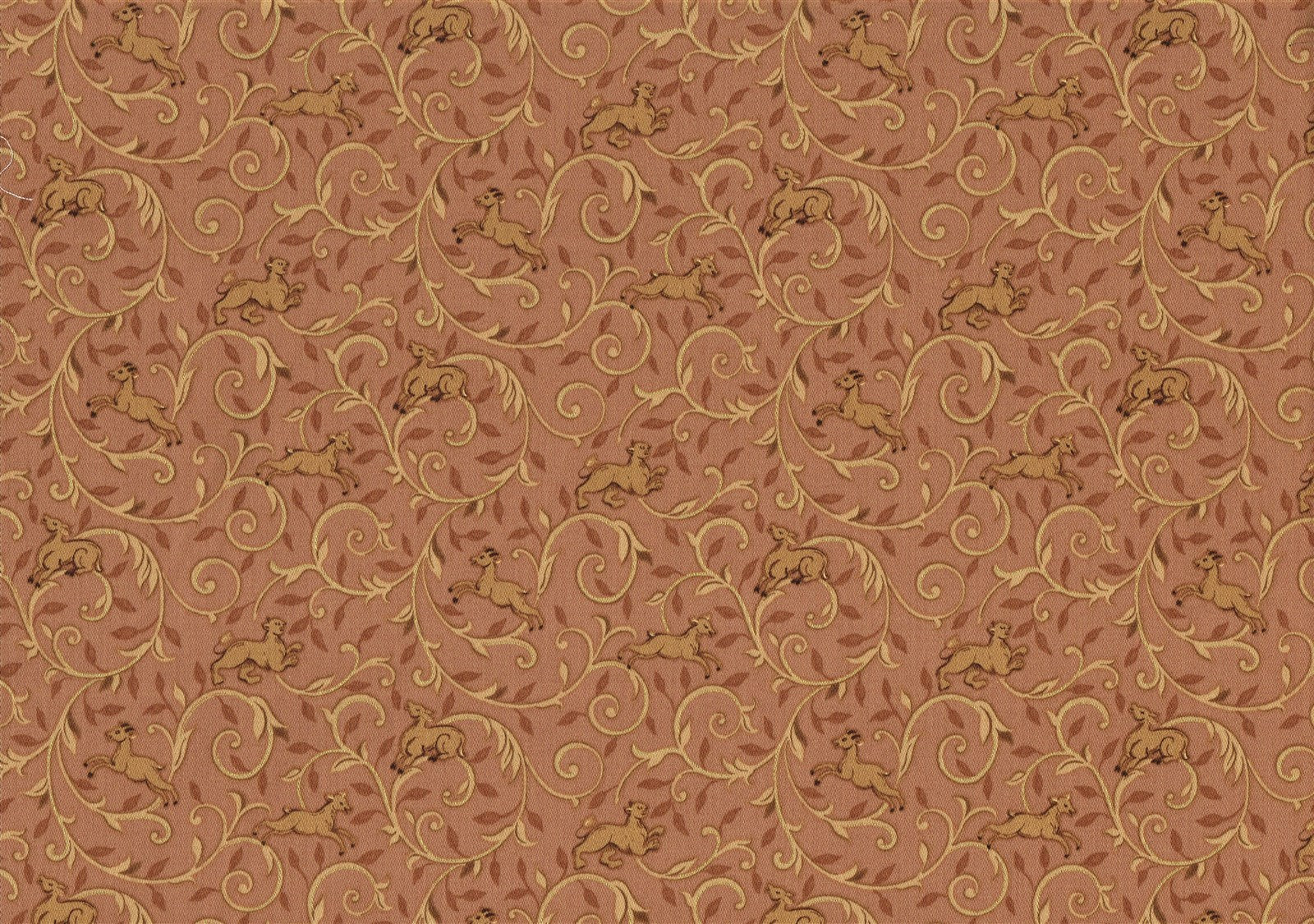 Mill Creek Fabric Bronze Gold Black Scroll Animal  Cotton  Drapery  Upholstery 