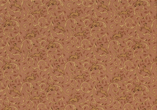Mill Creek Fabric Bronze Gold Black Scroll Animal  Cotton  Drapery  Upholstery 