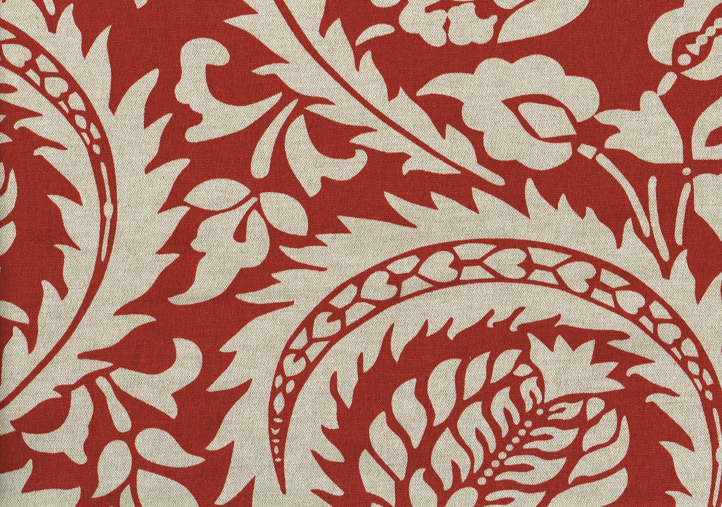 Ballard Fabric Wintour Red Damask  Cotton Linen Blend  Drapery Upholstery