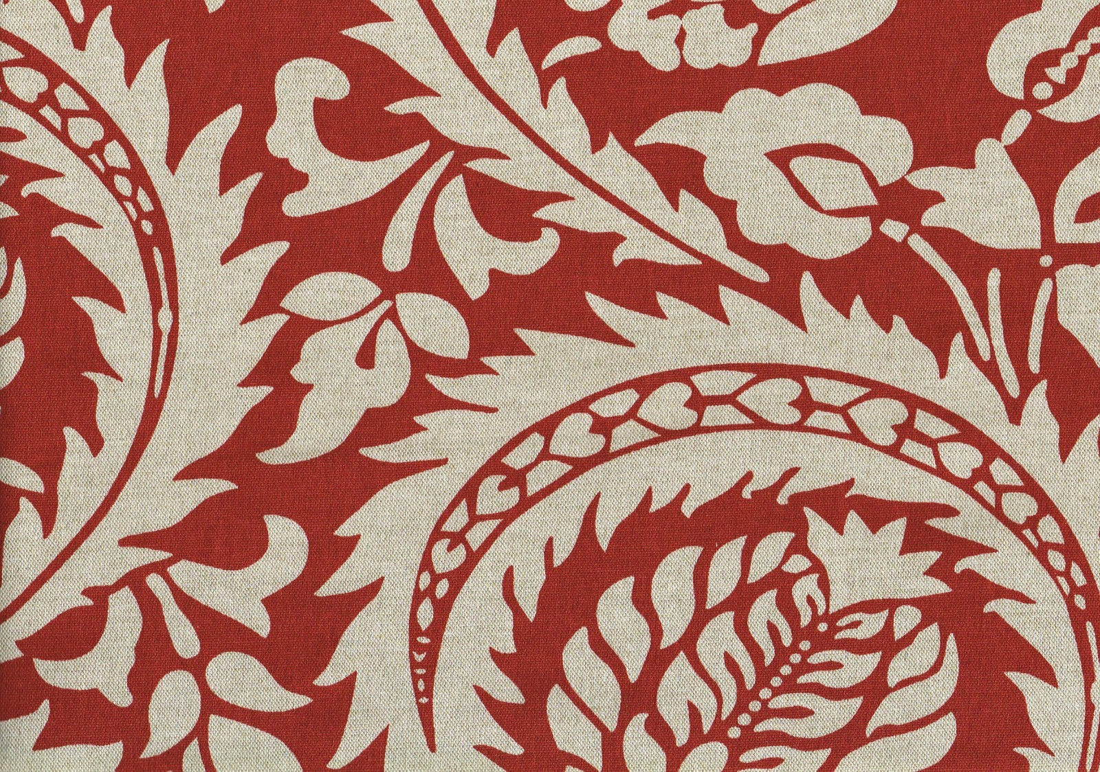 Ballard Fabric Wintour Red Damask  Cotton Linen Blend  Drapery Upholstery