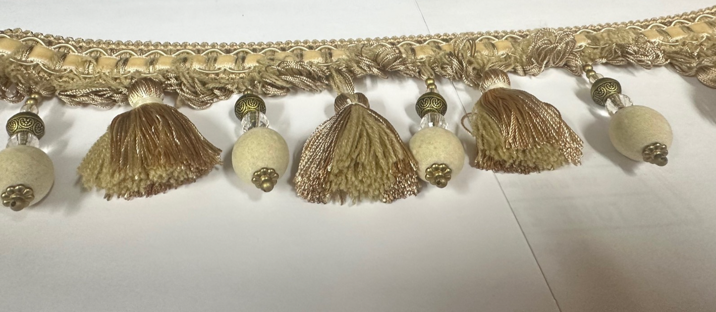 Classical Elements Trim Beige Balls Tassel Fringe 45377/FF2