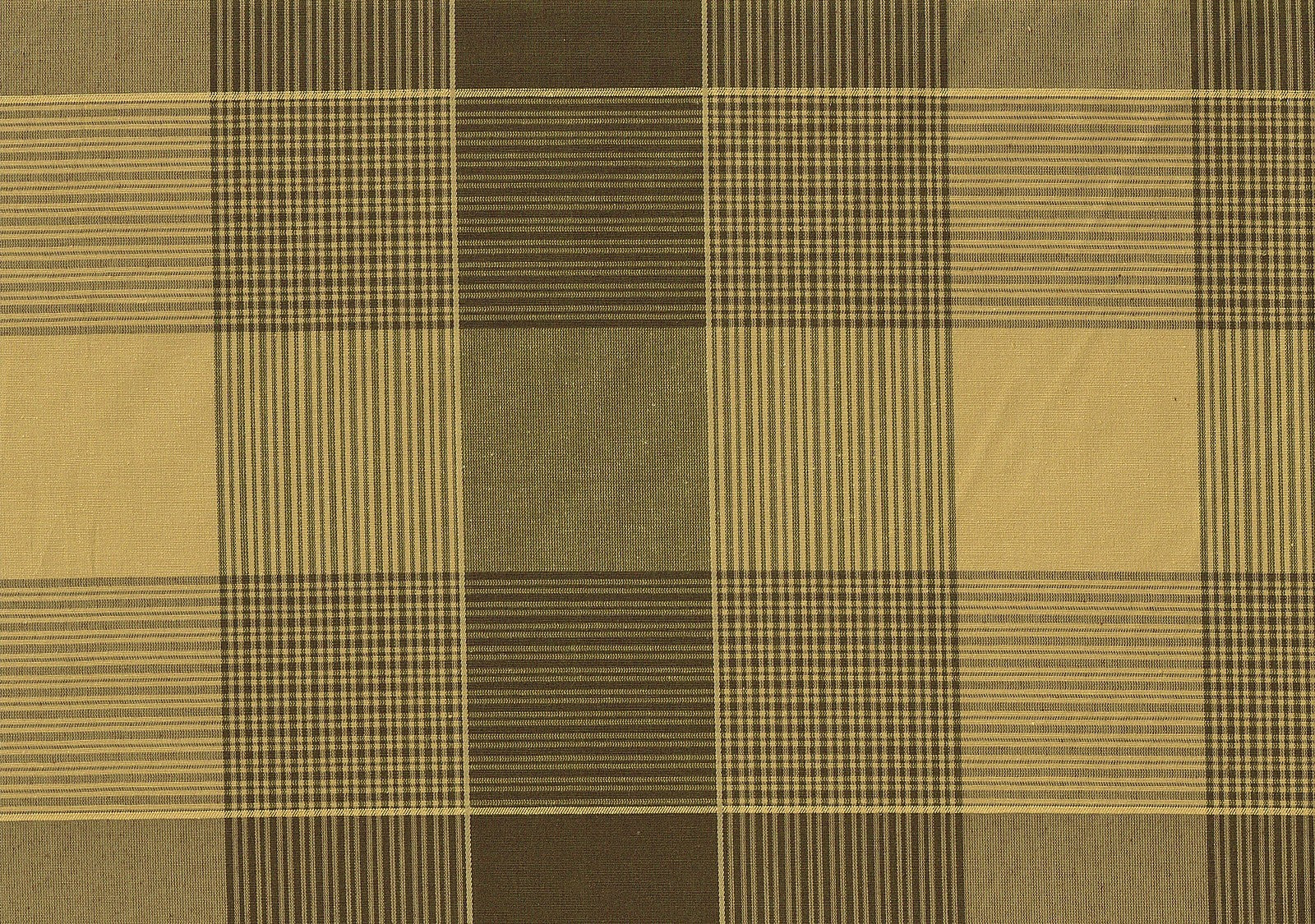 Designer Fabric Brown Gold Plaid Drapery Upholstery  