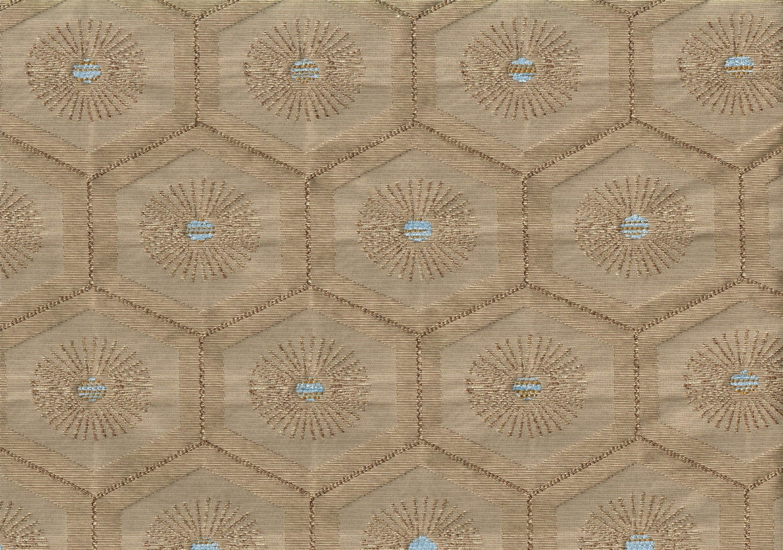 Robert Allen Fabric Ornamental Umber Brown Blue Drapery Upholstery  