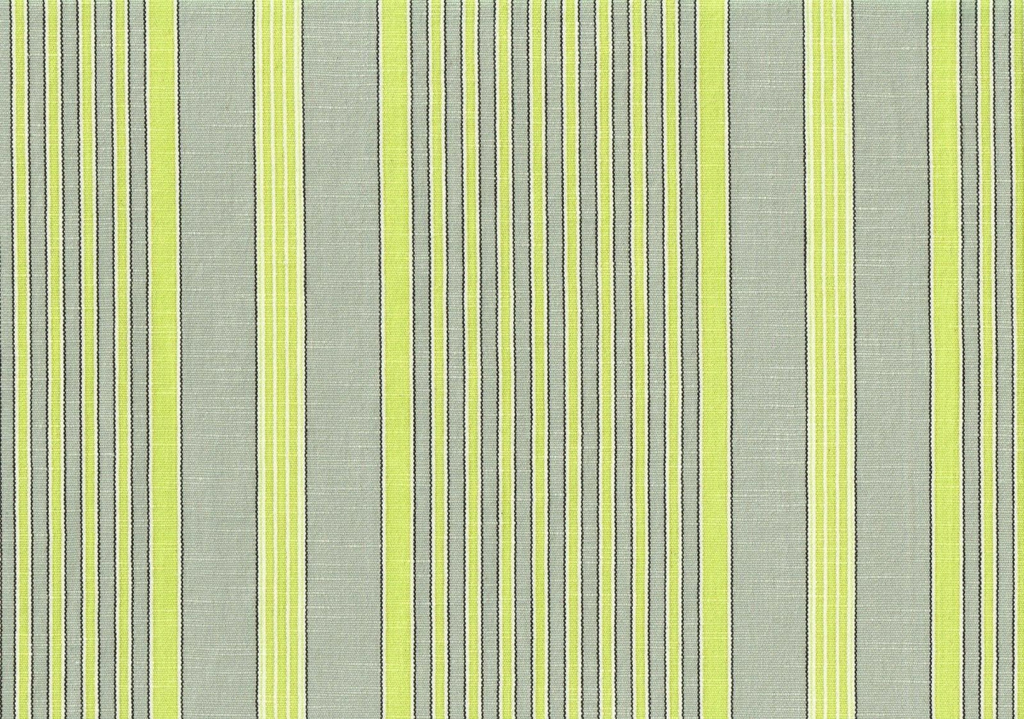 10 Yds Designer Fabric Lime Gray Stripe Cotton Print  Drapery Upholstery