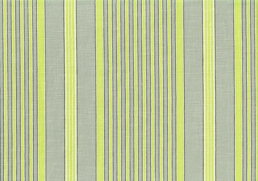10 Yds Designer Fabric Lime Gray Stripe Cotton Print  Drapery Upholstery