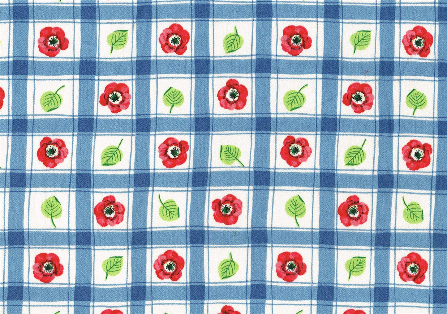 Suburban Fabric Dream Blue Red Green Check   Cotton  Drapery Upholstery  