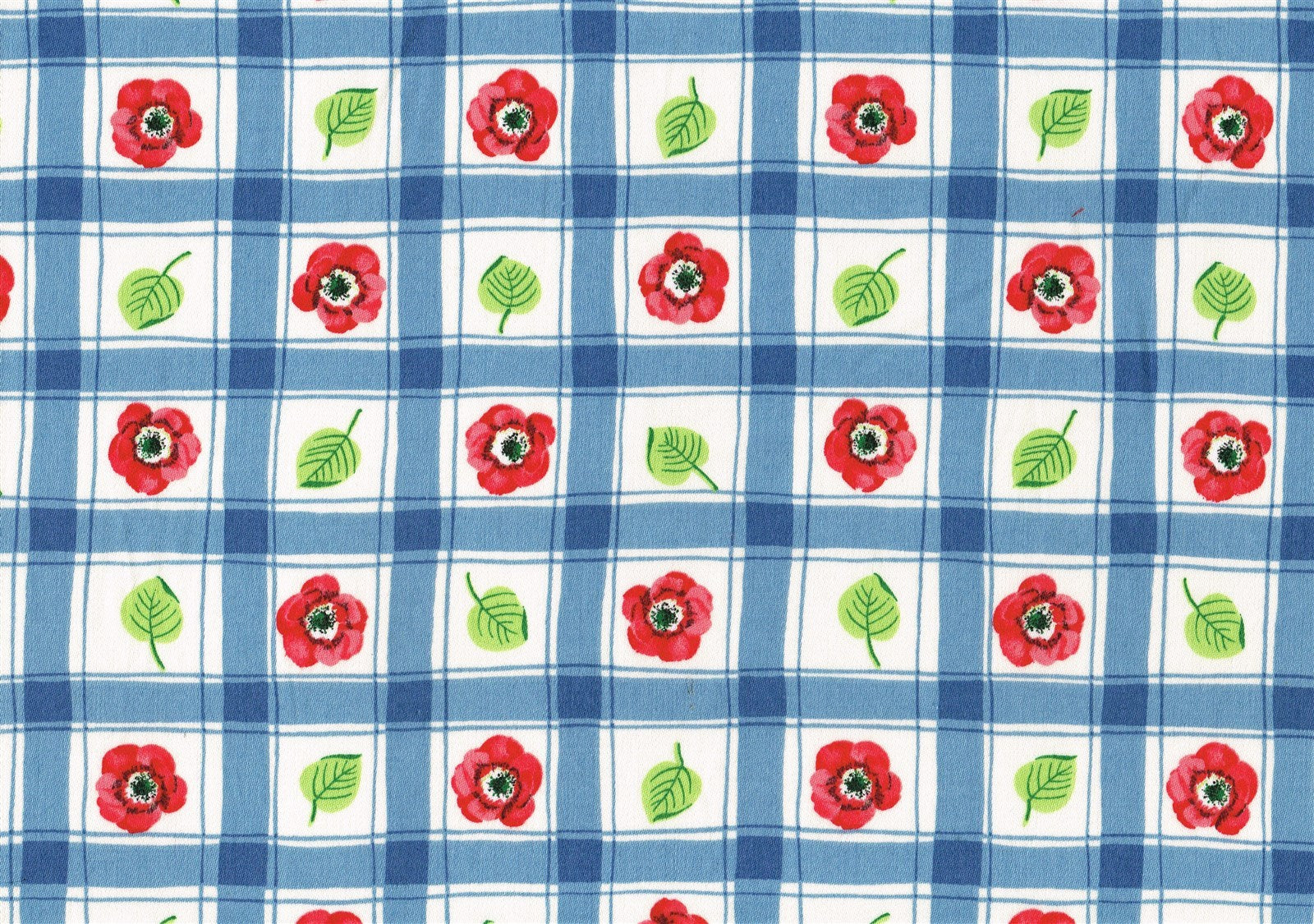 Suburban Fabric Dream Blue Red Green Check   Cotton  Drapery Upholstery  
