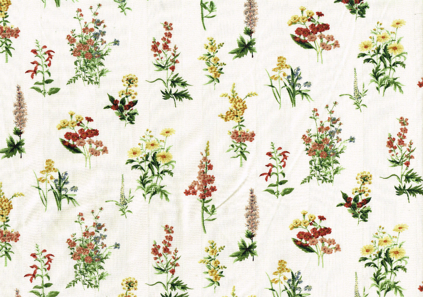 Mill Creek Fabric Floral Off White Yellow Green Drapery Upholstery