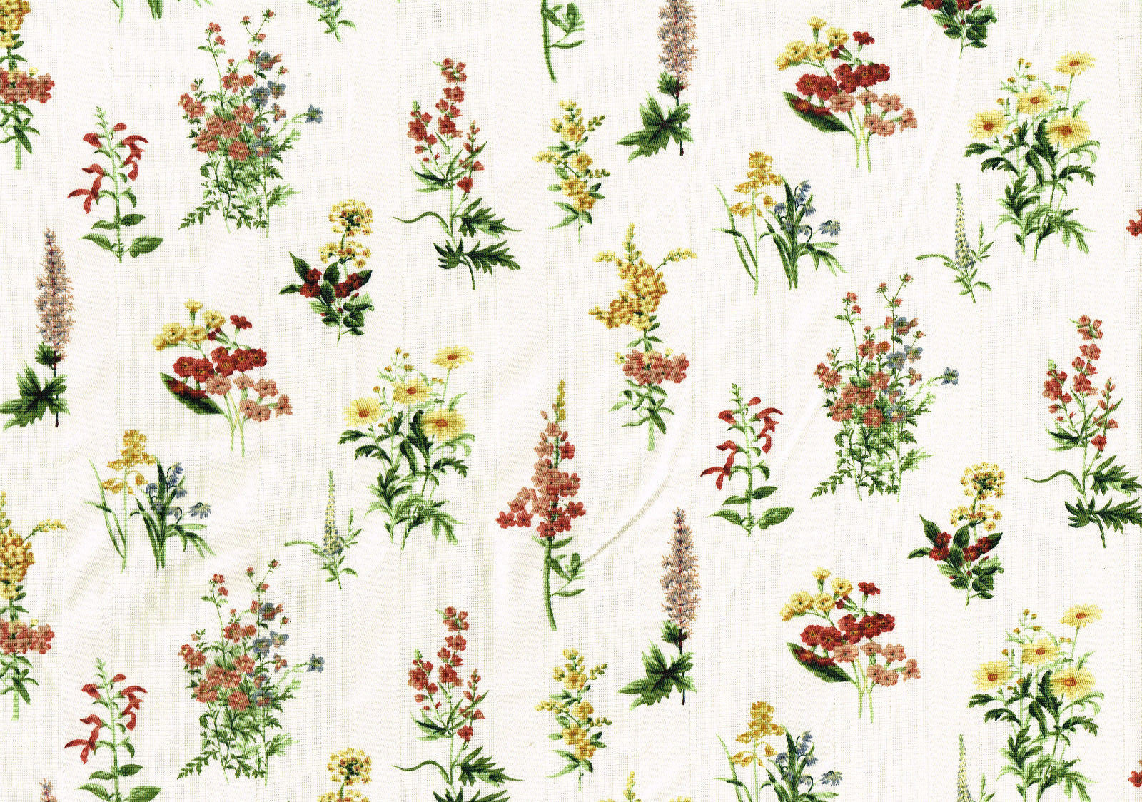 Mill Creek Fabric Floral Off White Yellow Green Drapery Upholstery