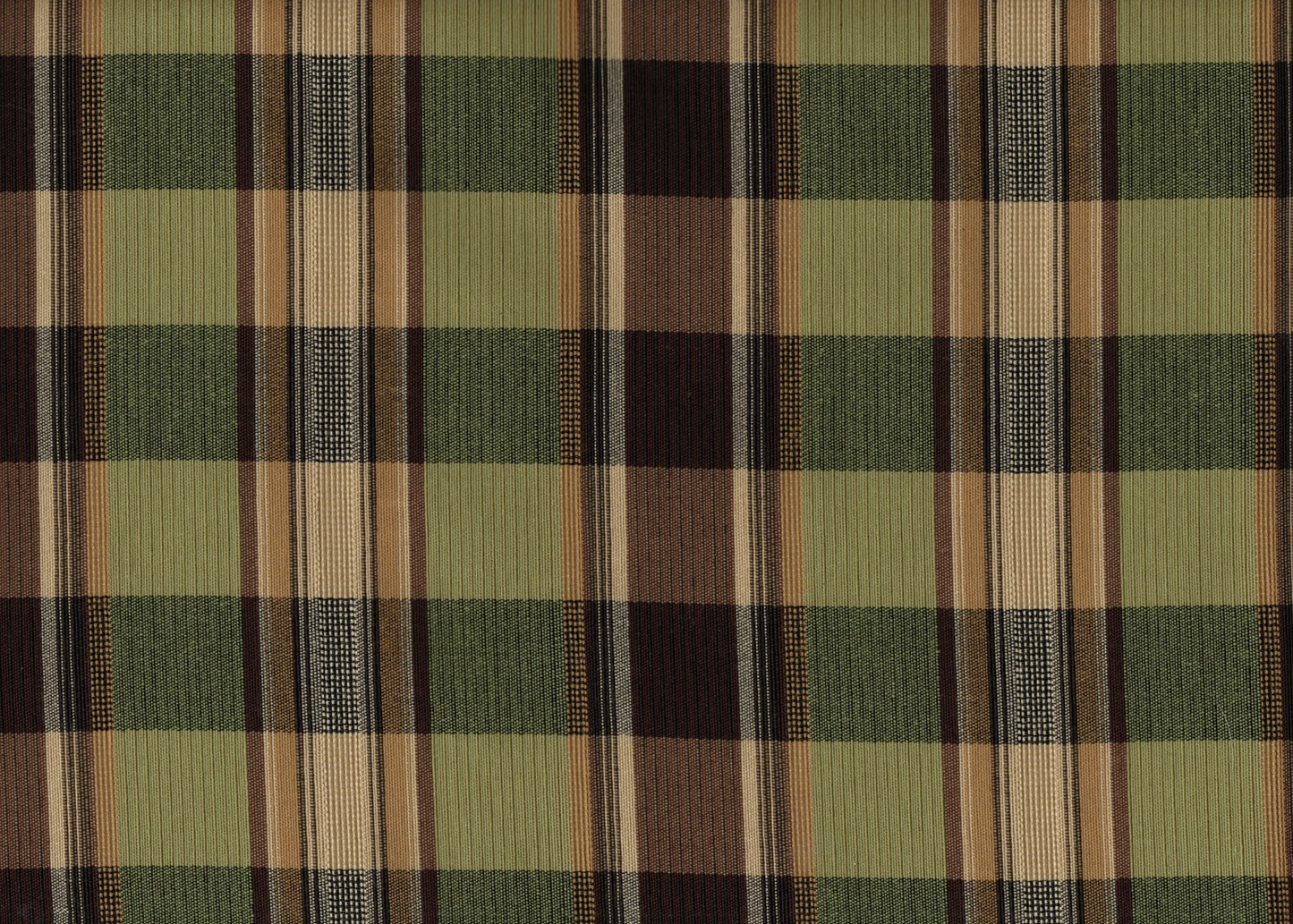 3 Yds Designer Fabric Green Brown Gold Plaid  Drapery Upholstery