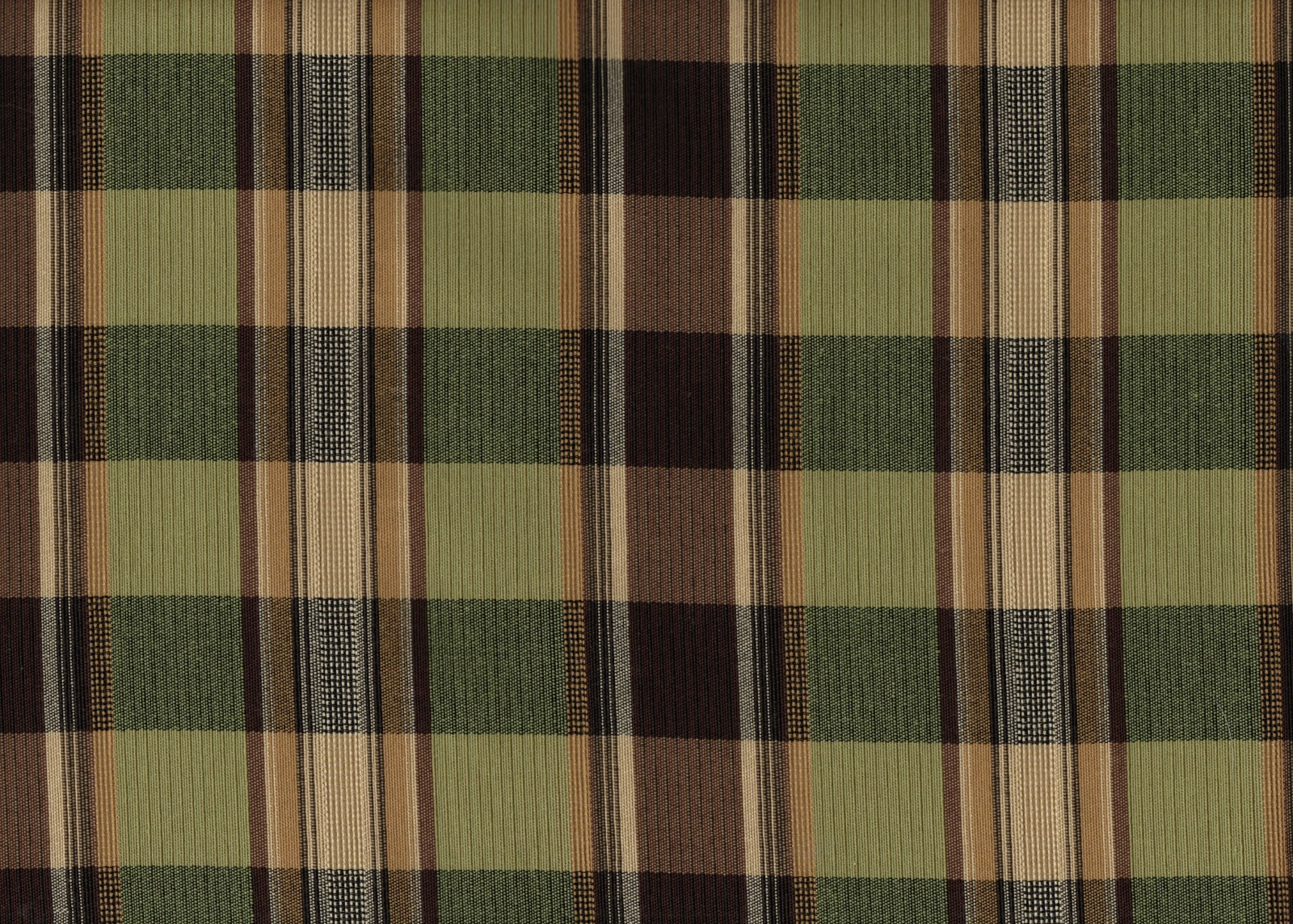 3 Yds Designer Fabric Green Brown Gold Plaid  Drapery Upholstery