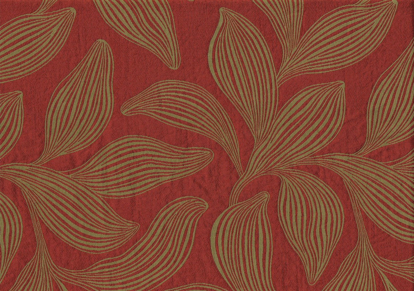 Robert Allen Fabric Bharati Sumac  Red Khaki Leaves Drapery  Upholstery 