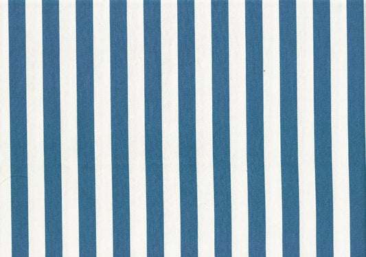 5 Yds Designer Fabric Blue White 3/4" Stripe Cotton Blend   Drapery Upholstery 