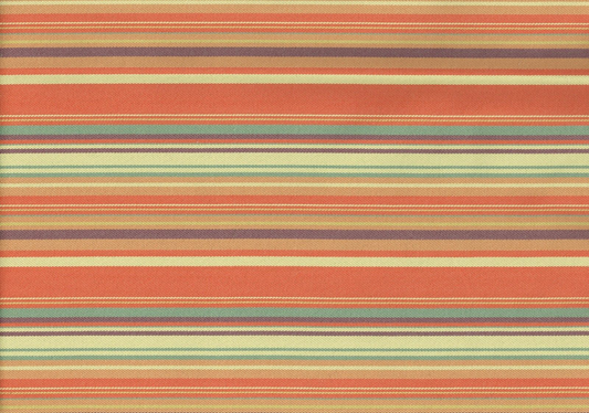 Designer Fabric Coral Aqua Purple Beige Striped   Upholstery