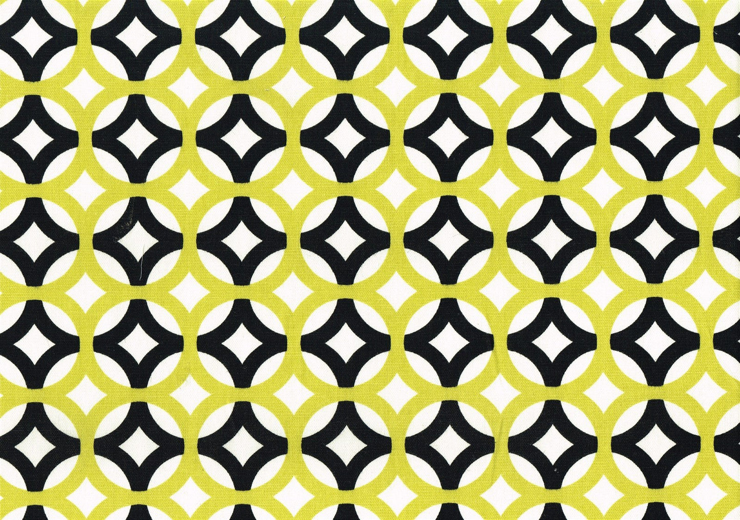 Designer Fabric Chartreuse Black Geometric Print Cotton  Drapery Upholstery 