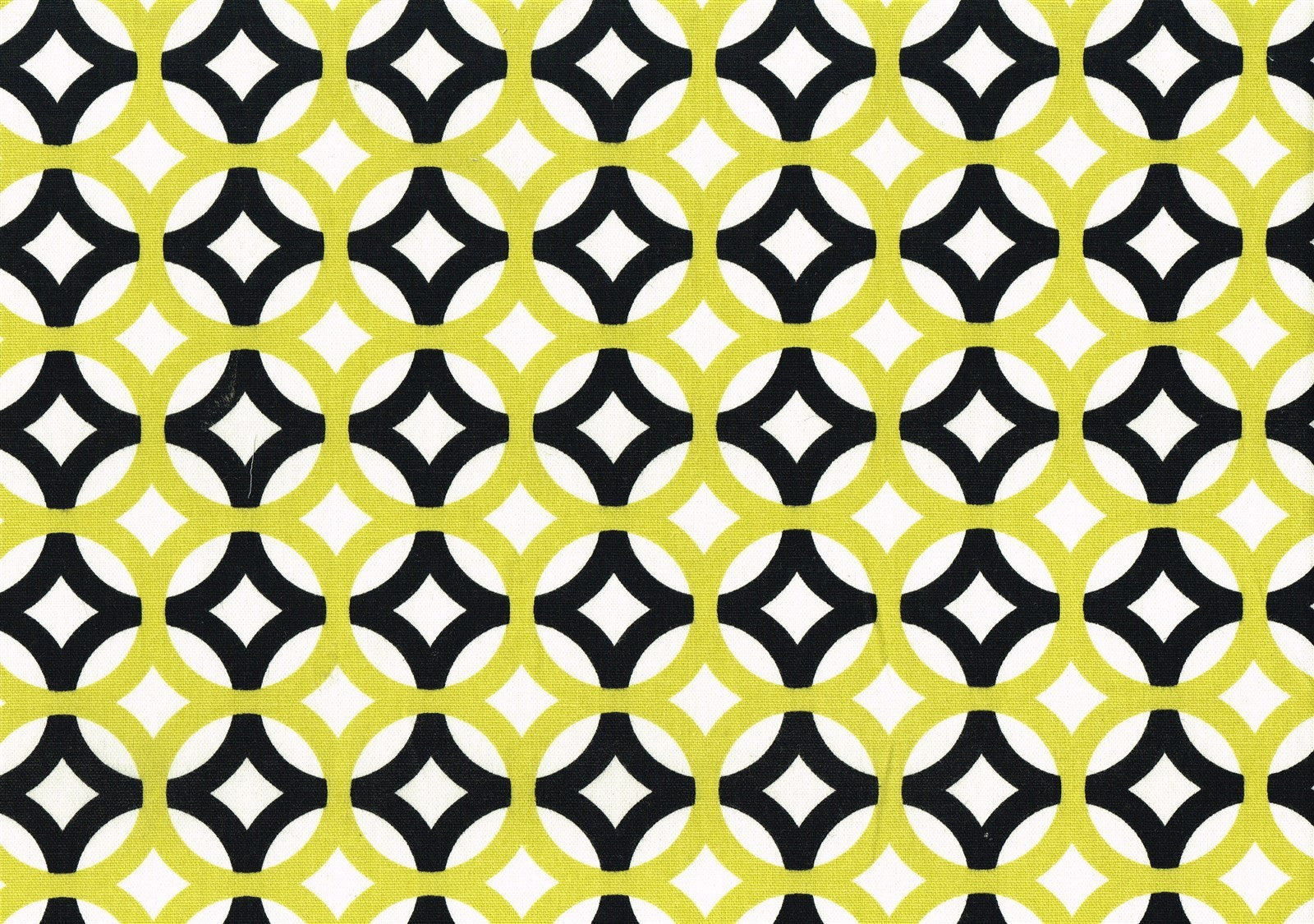 Designer Fabric Chartreuse Black Geometric Print Cotton  Drapery Upholstery 