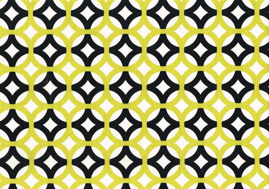 Designer Fabric Chartreuse Black Geometric Print Cotton  Drapery Upholstery 