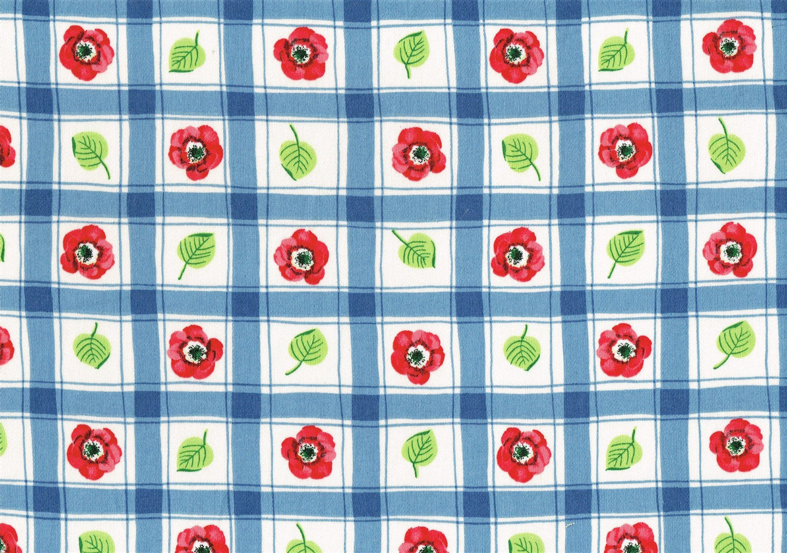 Suburban Fabric Dream Blue Red Green Check   Cotton  Drapery Upholstery  