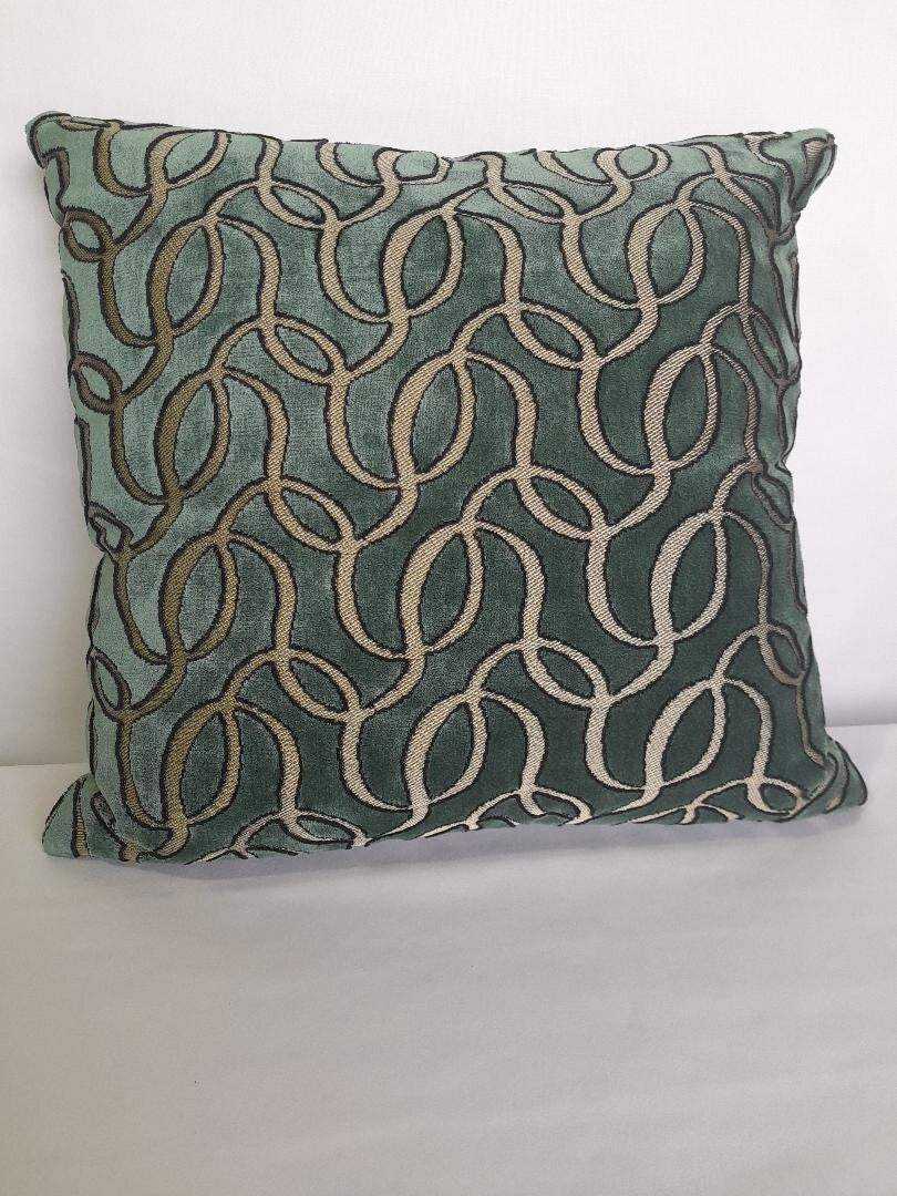 Velvet Green  Gold Pillow Cover 20" X 20"  Cover Only