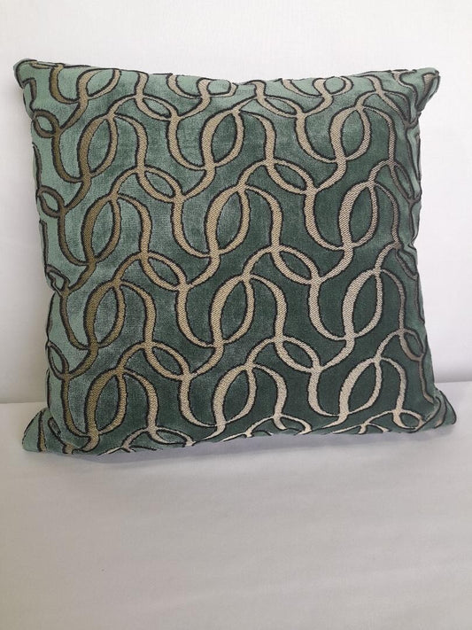 Velvet Green  Gold Pillow Cover 20" X 20"  Cover Only