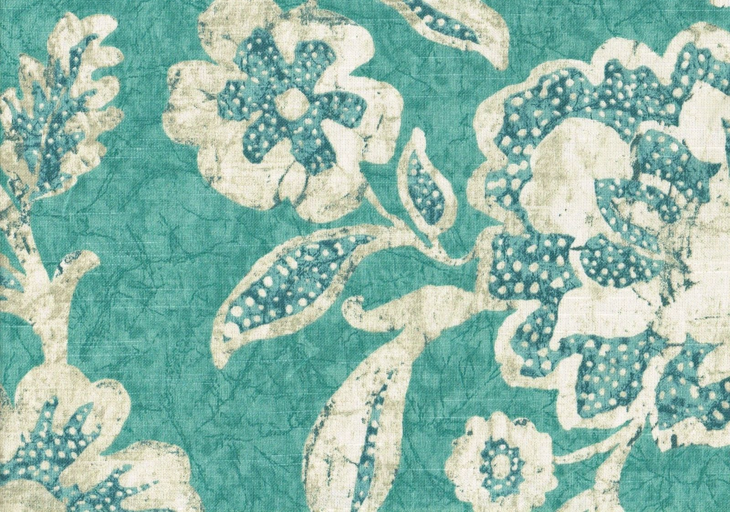Kravet Fabric Aqua Off White  Floral Cotton Drapery Upholstery