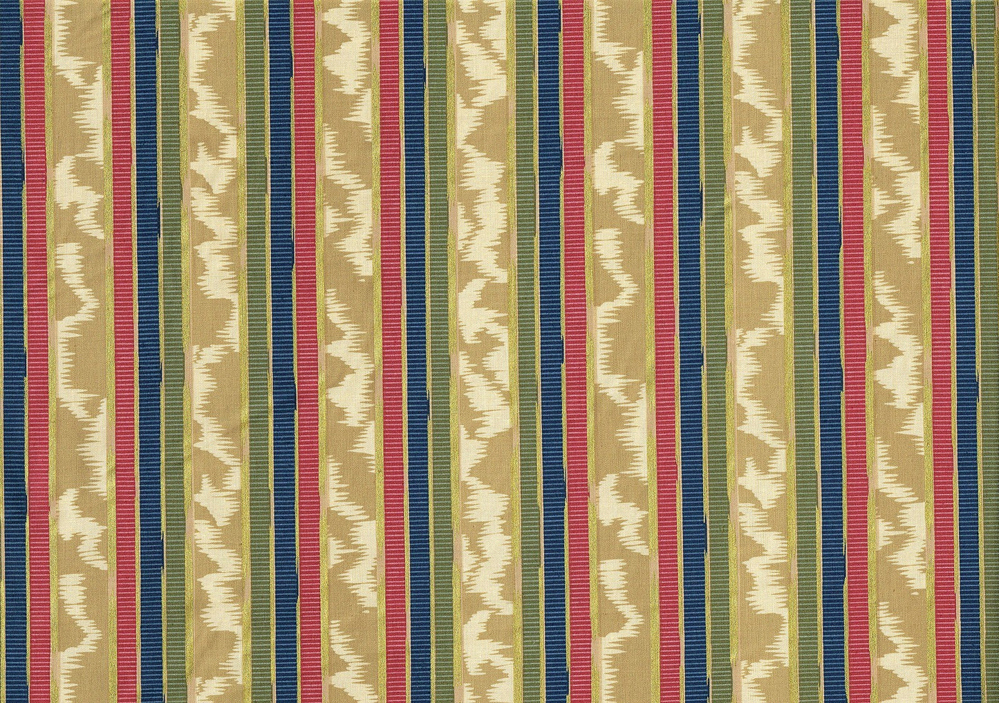 Richloom Fabric Tan Beige Green Blue Gold  Striped Cotton Drapery Upholstery 