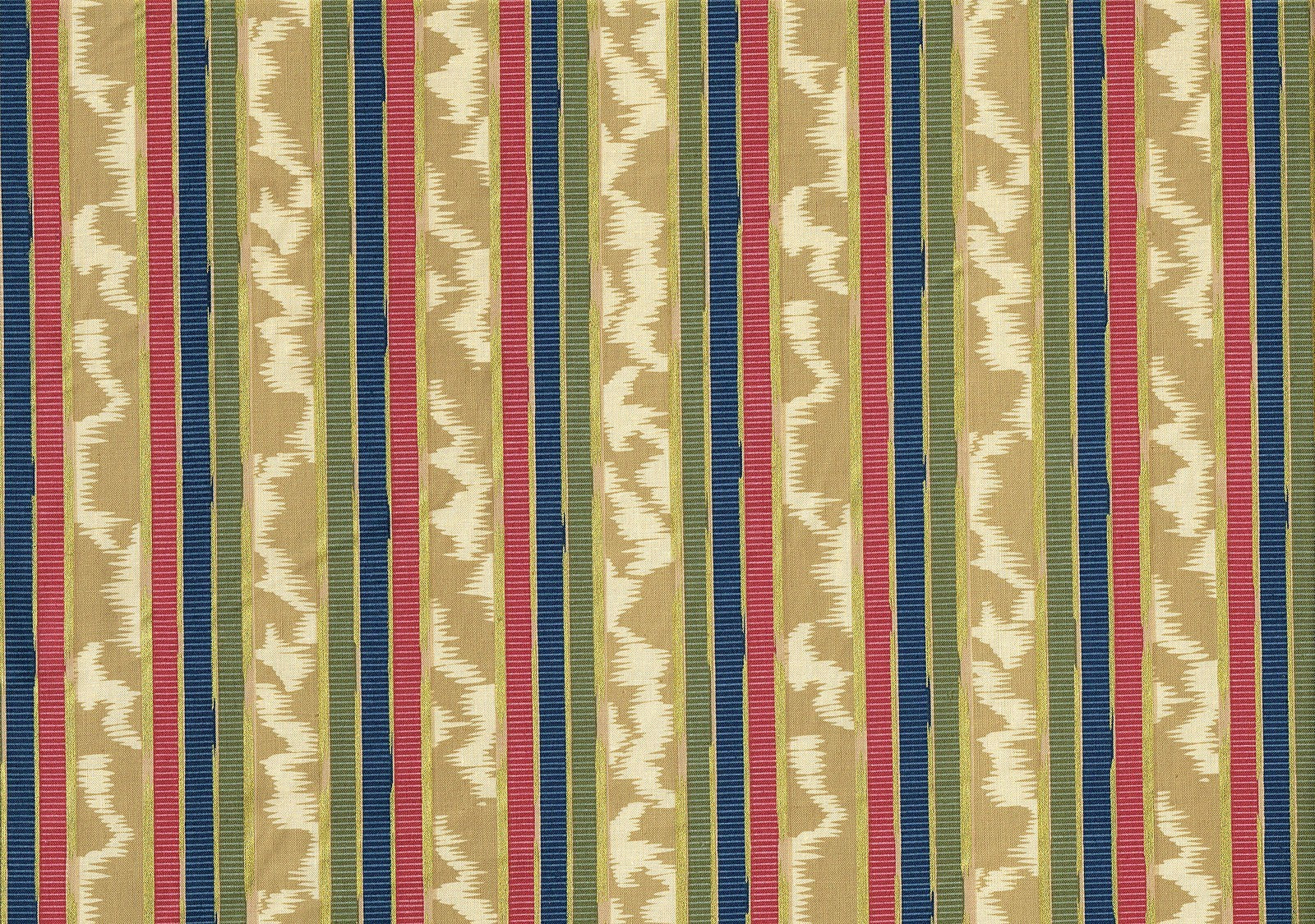 Richloom Fabric Tan Beige Green Blue Gold  Striped Cotton Drapery Upholstery 