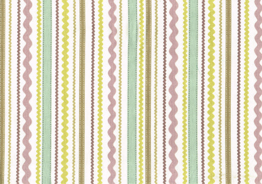 PKaufmann Fabric Lavender Aqua Chartreuse White Striped Cotton Drapery Upholster