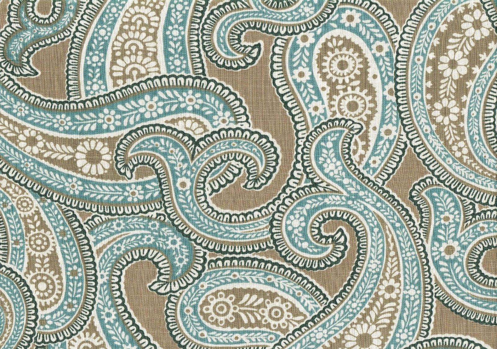 Robert Allen Fabric Iridium Patina Aqua Brown Cotton Drapery Upholstery 