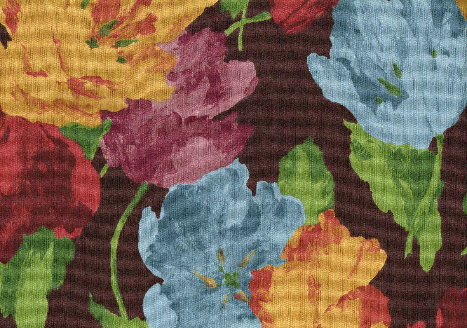 Ameritex Fabric Brown Blue Red Lavender Floral Cotton Drapery Upholstery 